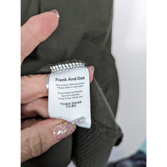 Frank and Oak Men's Varsity Bomber Jacket Dark Green Pique Cotton Blend Large - Picture 8 of 10